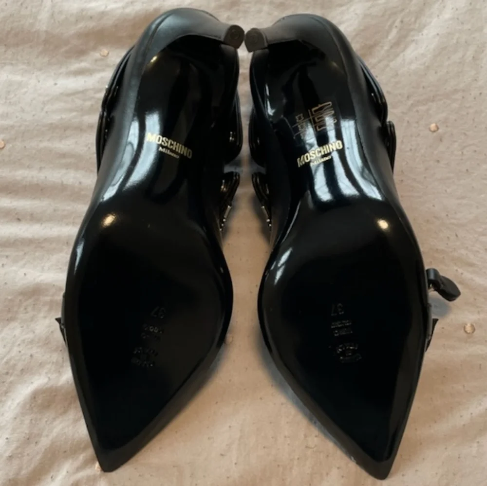Moschino Biker Nappa Leather Pumps Black Women's size eur 37 or US 7 - Picture 7 of 9
